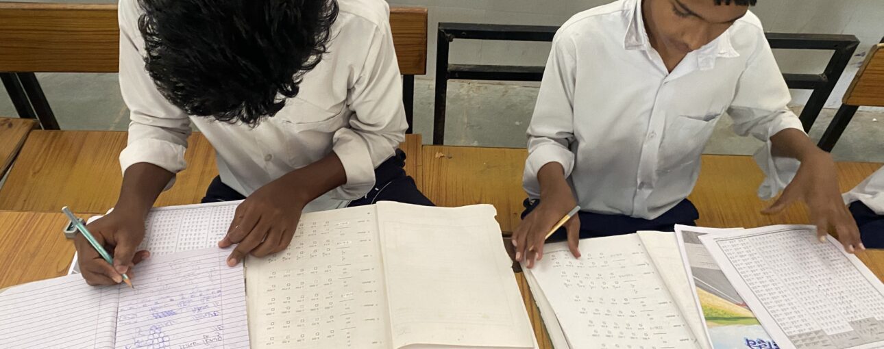 Students studying for the exam